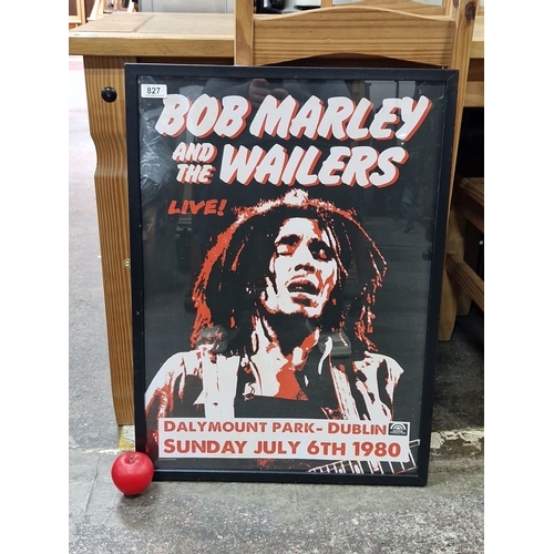 827 - Bob Marley and the Wailers  a print of 1980 concert poster, Dalymount Park, Dublin. Bold red and bla... 