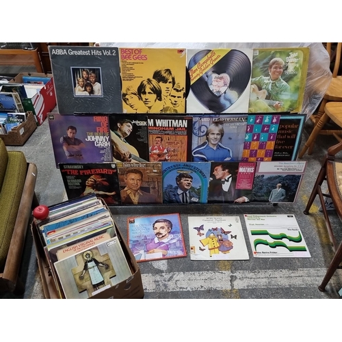 890 - Collection of vintage vinyl records, featuring ABBA Greatest Hits Vol. 2 and an assortment of classi... 