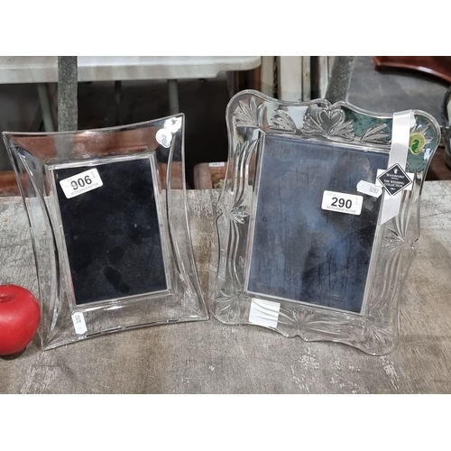 906 - Pair of large  Waterford Crystal photo frames, featuring elegant designs. Approximately 6 x 8 inches... 