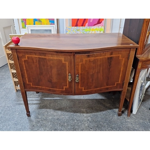 1063 - Star lot: An Antique beautiful box fronted mahogany sideboard with inlaid decoration, double doors, ... 