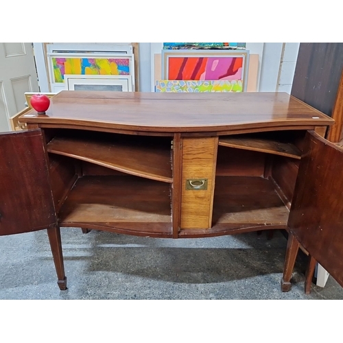 1063 - Star lot: An Antique beautiful box fronted mahogany sideboard with inlaid decoration, double doors, ... 