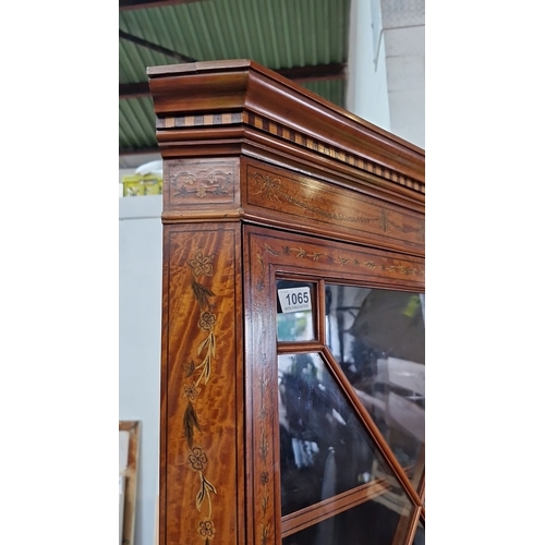 1065 - Star lot:A fabulous edwardian satin wood profusely inlaid corner cabinet in lovely condition from cl... 