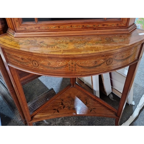 1065 - Star lot:A fabulous edwardian satin wood profusely inlaid corner cabinet in lovely condition from cl... 