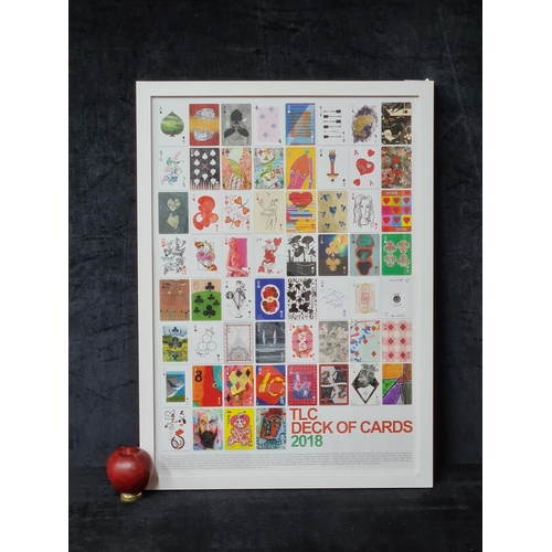 623 - A 2018 exhibition poster for the TLC Deck of Cards project. Housed in a white wooden frame behind gl... 