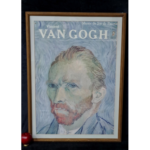 627 - A large Vincent van Gogh, Musee du Jeu de Paume exhibition poster. Housed in a solid wooden frame be... 