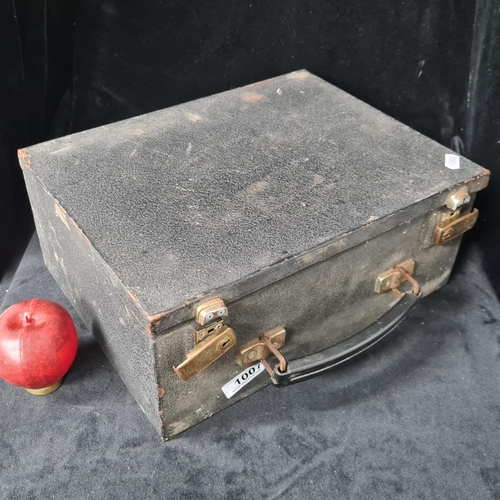 1007 - A large antique metal ammunition box.