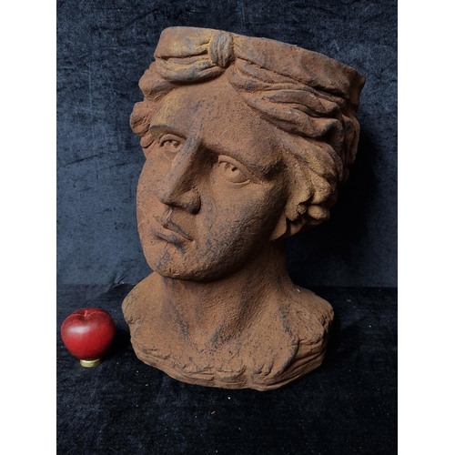 1041 - Star lot : A very large head planter in a terracotta like finish.