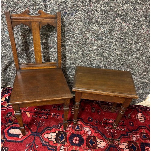 1197 - Star Lot : A shaker style antique oak chair and matching table in lovely condition.