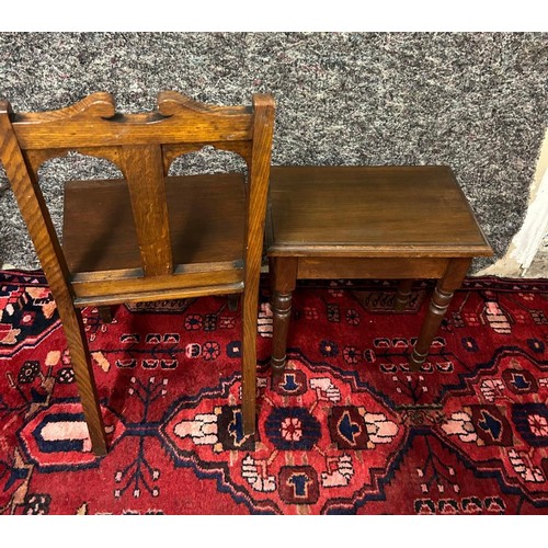 1197 - Star Lot : A shaker style antique oak chair and matching table in lovely condition.