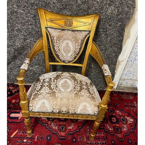 1200 - Star Lot : A stunning large oversize Gold armchair with lovely Silk damask fabric in super condition... 