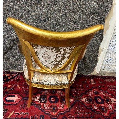 1200 - Star Lot : A stunning large oversize Gold armchair with lovely Silk damask fabric in super condition... 