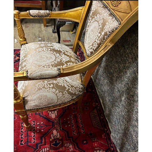 1200 - Star Lot : A stunning large oversize Gold armchair with lovely Silk damask fabric in super condition... 