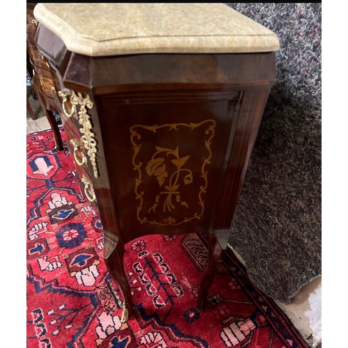 1214 - Star Lot : A beautiful pair of three drawer lockers or side tables. With Sand coloured cold Italian ... 