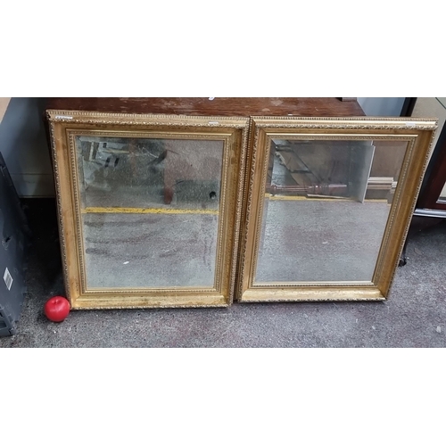 1106 - Pair of vintage gilt-framed mirrors. Approximately 60 cm x 40 cm each, featuring ornate detailing. R... 