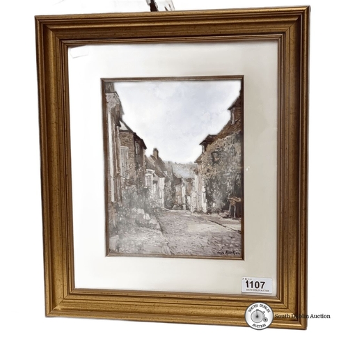 1107 - A quality print after Jean Kevorkian oil painting. Features a serene street scene with flowers and h... 