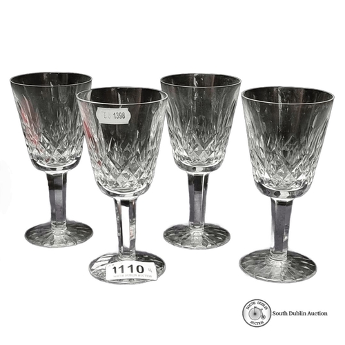 1110 - Set of four Waterford Crystal wine glasses with elegant cut pattern. Approximately 6 inches tall.