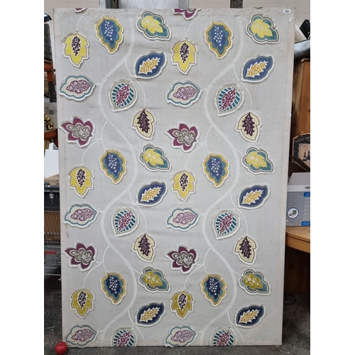 1268 - A very large Decorative panel featuring a vibrant leaf pattern on linen.. Reversible design with str... 