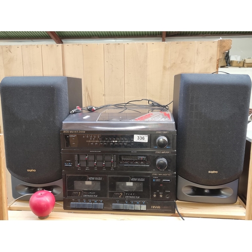 1300 - A Hinari MiD50 Midi Hi-Fi System with record player, tuner and double tape deck, complete wit two Sa... 