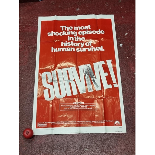 1314 - Star Lot : An original 1976 Survive Movie poster from  Paramount. The Original movie of the team tha... 