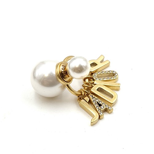 49 - A stunning designer pair of original Christian Dior pearl earrings with 