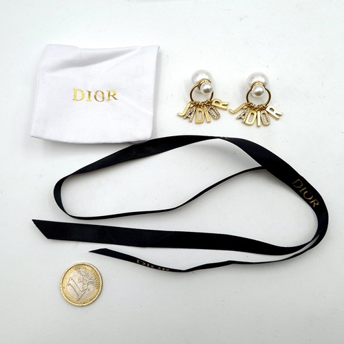 49 - A stunning designer pair of original Christian Dior pearl earrings with 