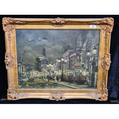 101 - Star Lot: A wonderful Neville Henderson (Irish, Postwar) oil on canvas painting featuring O'Connell ... 