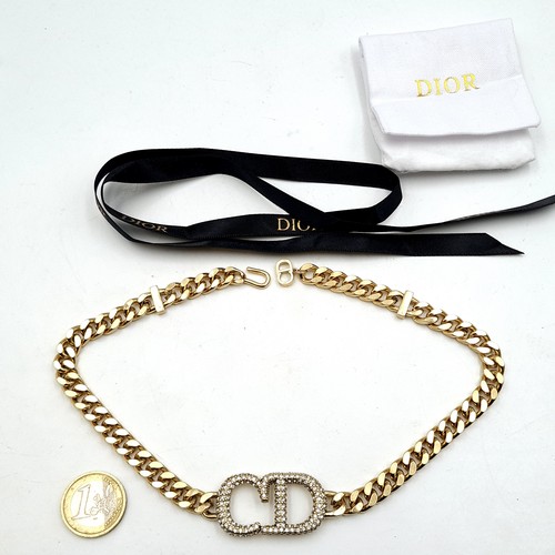 477 - Star Lot : A gorgeous original designer Christian Dior chain link necklace with CD logo to centre. L... 