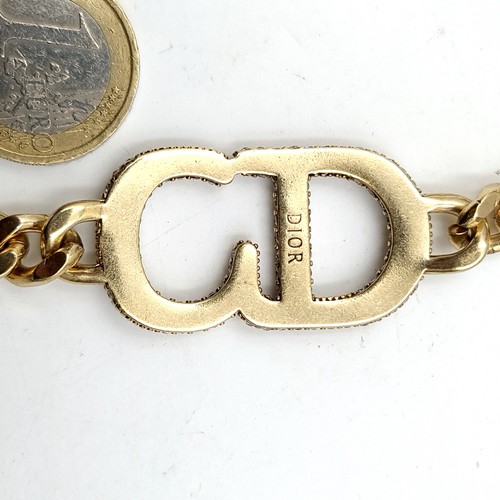 477 - Star Lot : A gorgeous original designer Christian Dior chain link necklace with CD logo to centre. L... 