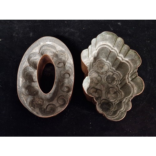 230 - Star lot : Two fantastic 19th Century copper jelly moulds, one featuring the inscription J.H. Mountf... 