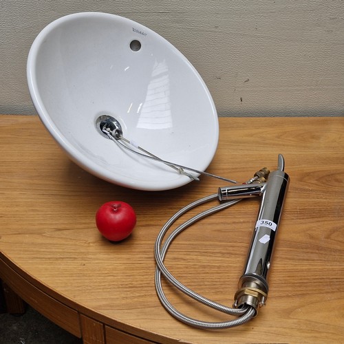 350 - A Duravit vanity sink basin with chrome pull out vanity faucet tap. Similar models on eBay selling f... 