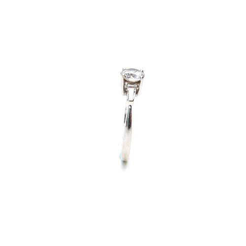 2 - A good nine carat white gold cubic zirconia stone ring. Size - J. Weight - 2.13 grams.