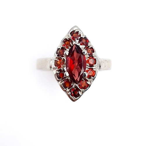 55 - A very pretty ruby gemset ring mounted in sterling silver. Ring size - S. Weight - 5.1 grams. Boxed.... 