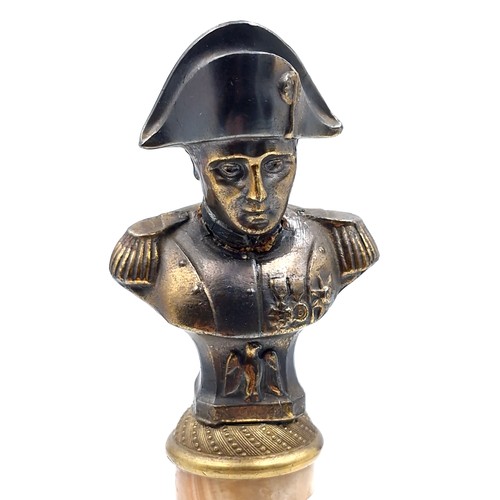 412 - An interesting antique bronze mounted bust figure of Napoleon standing on a marble column and base w... 