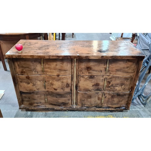 723 - Star Lot : A two piece Bedroom set with tall boy and long dresser with fabulous curbed drawers.