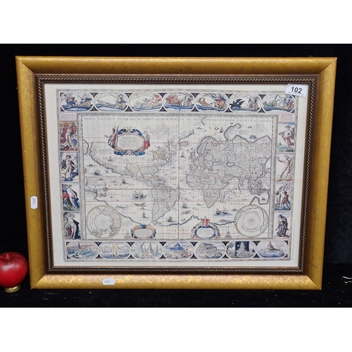 102 - A print of a 1635 Dutch map originally by Willem Janszoon Blaeu. Printed by World Magazine courtesy ... 