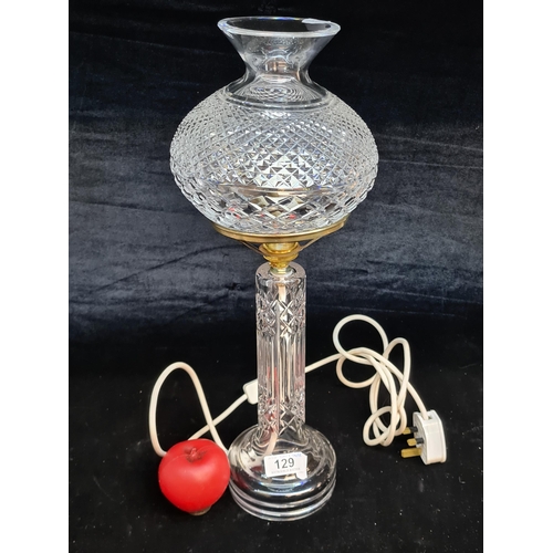 129 - A highly elegant tall Tyrone Crystal table lamp with shade. Lovely tall example in excellent conditi... 