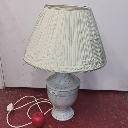 153 - A very pretty large Italian made ceramic table lamp with shade. Stamped 