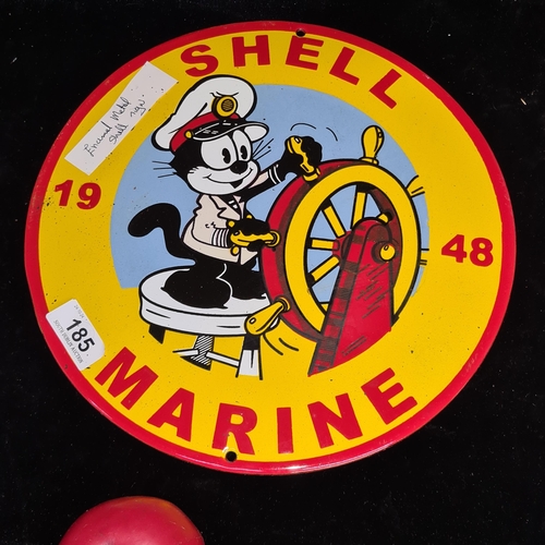 185 - An enamel wall plaque advertising Shell Marine.