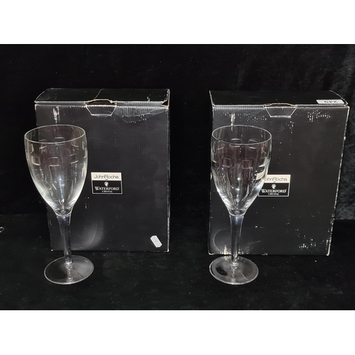 249 - Two boxes of Large John Rocha for Waterford Crystal geo goblets, each containing two goblets. RRP €1... 