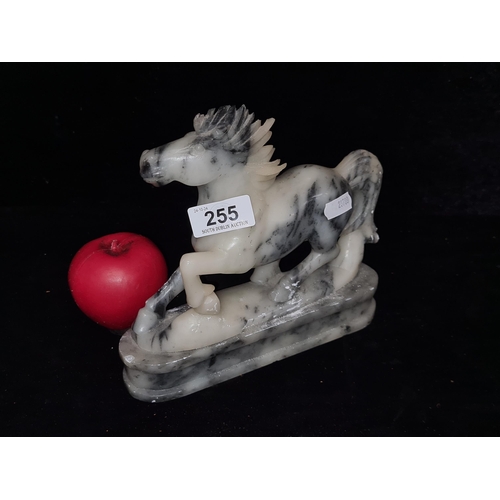 255 - A beautiful hand carved vintage marble figure of a Chinese horse.