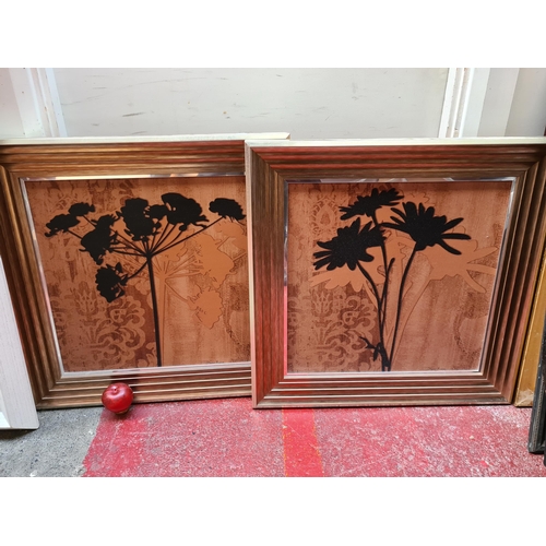 321 - A pair of large print on boards after 'Diane Moore' titled 'Flower Silhouette' and Herbage Silhouett... 