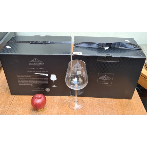 383 - Two new boxes of six large Tipperary Crystal stemmed wine glasses from the Connoisseur collection. C... 