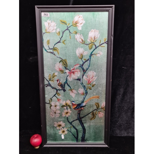 62 - A charming original watercolour on paper painting. Features a magnolia branch with birds perched on.... 