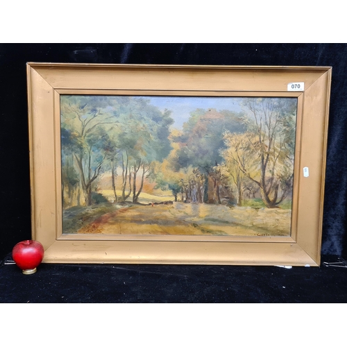 70 - A beautiful original 20th century oil on board painting titled 'View near Ballymascanlon, Dundalk'. ... 