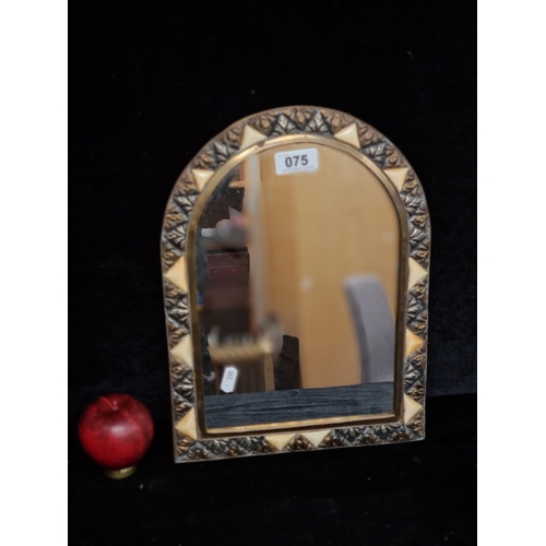 75 - A sweet Brass vintage wall hanging mirror. heavy good quality.