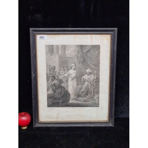 82 - A 19th Century antique print of an engraving titled 'Esther Accusing Haman' originally published in ... 