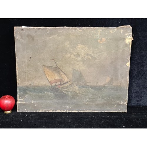 90 - Star Lot : An original 18th century Dutch oil on canvas painting. Features a maritime scene with sai... 