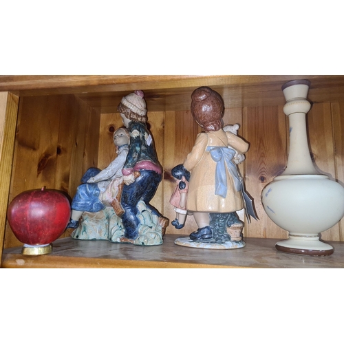 694 - 19th century Porcelain figurines by Marco Giner depict children with toys. Includes a decorative Fer... 