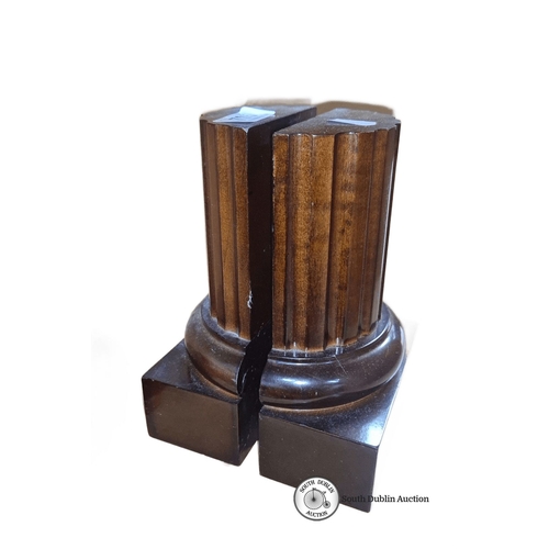 705 - Pair of column bookends by The Bombay Company, crafted in rich mahogany.