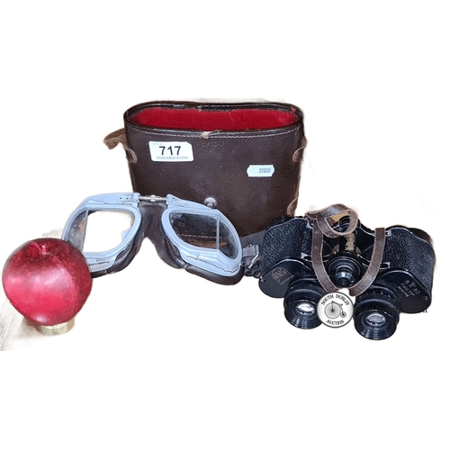 717 - Vintage AXAP Dublin binoculars with leather case, 8x30 magnification, 7.5° field. Includes vintage a... 